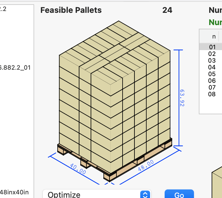pallet with dimensions